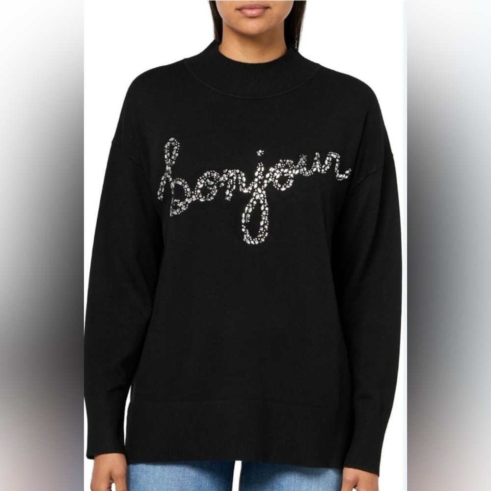 Karl Lagerfeld Embellished “Bonjour” Sweater - Picture 6 of 8